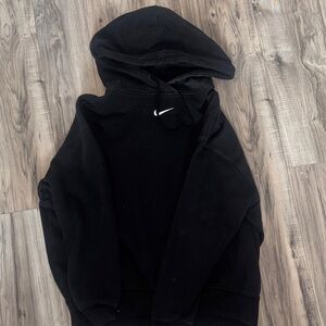 Nike Black Hoodie with White Swoosh Logo